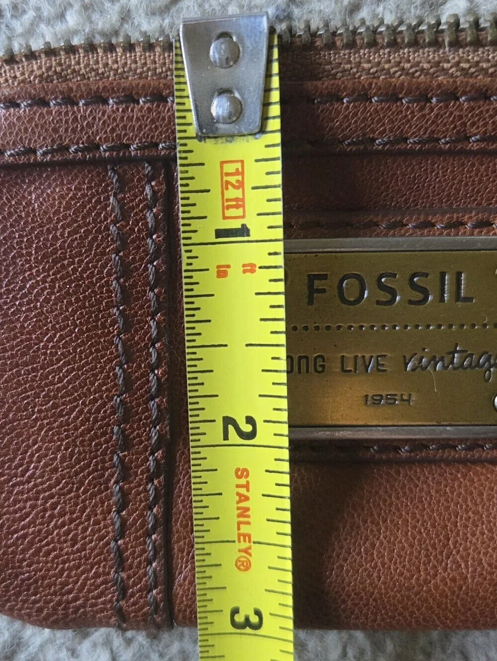 Fossil Brown Leather Emory Zip Coin Purse
